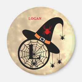 Monogram L Halloween Himlar Witch Spiders Namn Mag Magnet