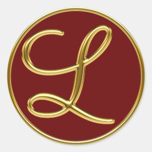 Monogram L i 3D guld Runt Klistermärke