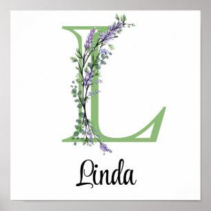 Monogram L Lavendel Eukalyptus barnrum Poster