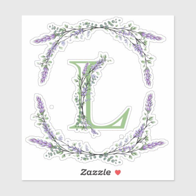 Monogram L Lavender Eucalyptus Klistermärken (Ark)
