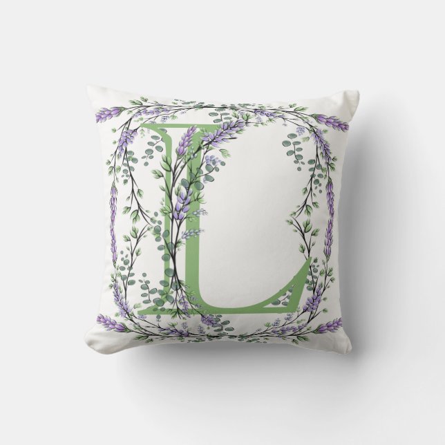 Monogram L Lavender Eucalyptus Kudde (Framsida)