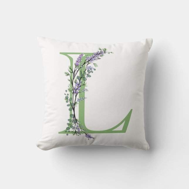 Monogram L Lavender Eucalyptus Kudde (Framsida)
