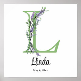 Monogram L Lavender Eucalyptus plantskolor Poster