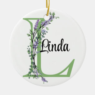Monogram L Lavender Eucalyptus poster Julgransprydnad Keramik