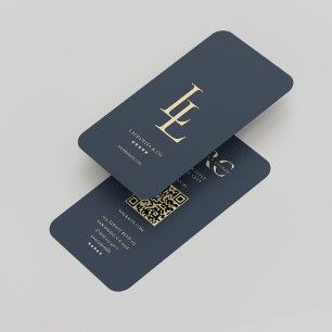 Monogram L Logotyp Mörk blått Elegant Modern Visitkort