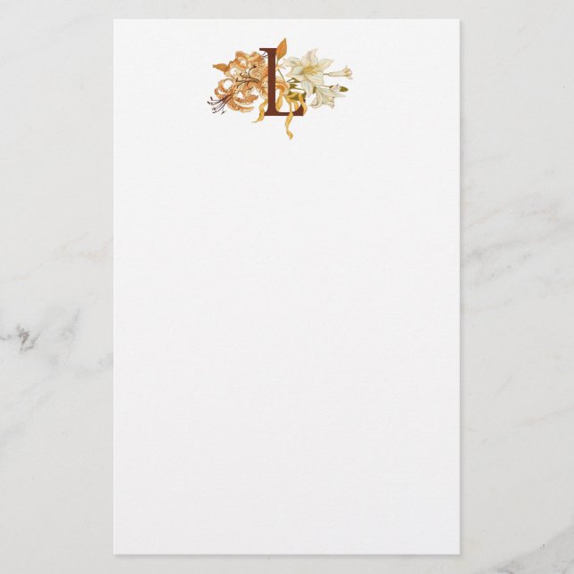 Monogram L med Lilier Brevpapper (Framsida)