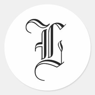 Monogram L:s inbjudningsförsegling Gammal engelska Runt Klistermärke