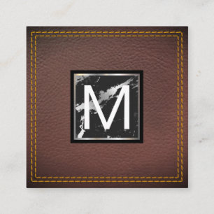 Monogram Läder Marble Metall Trim Fyrkantigt Visitkort