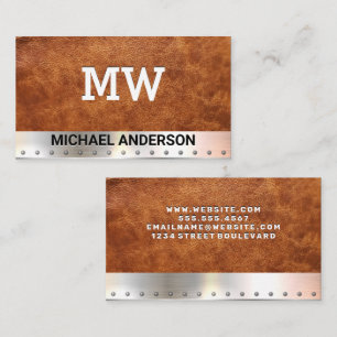 Monogram Läder Metall Visitkort