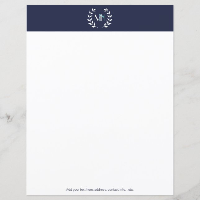 Monogram lagerkrans marinblå papper (Framsida)