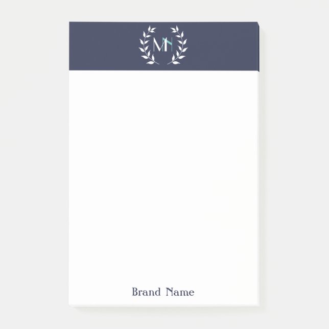 Monogram lagerkrans Navy Blue Post-it-lappar Post-it Block (Framsida)