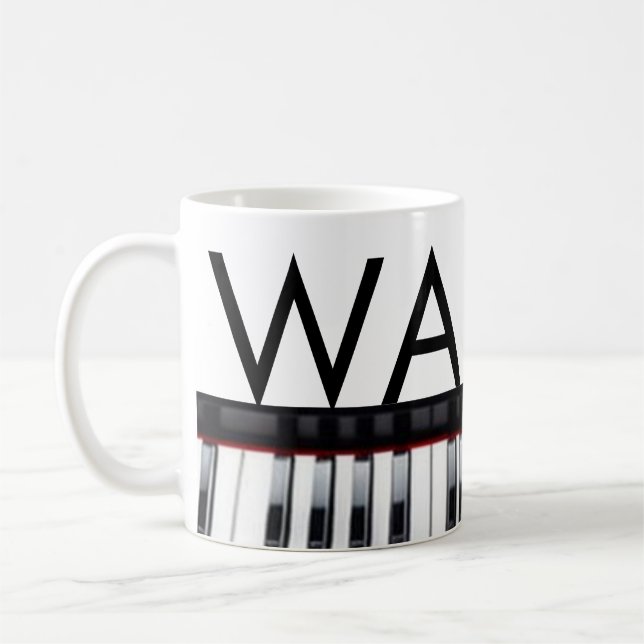 Monogram lägg initial bokstav namn text pianomusik kaffemugg (Vänster)