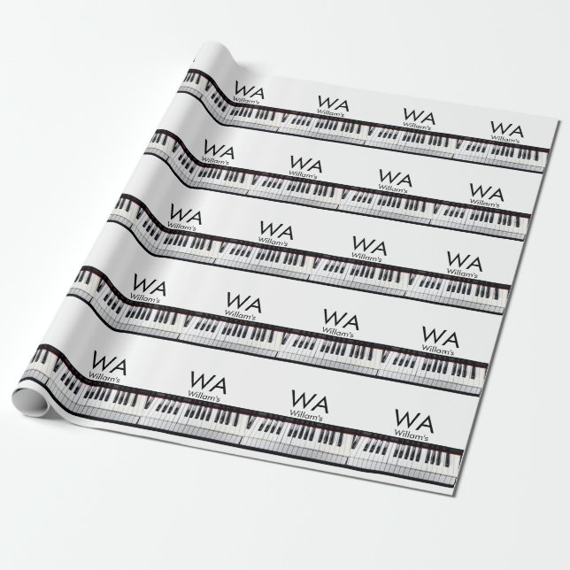 Monogram lägg initial bokstav namn text pianomusik presentpapper (Utrullad)
