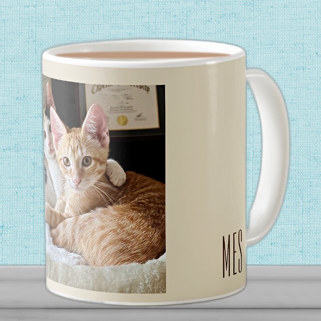 Monogram Lägg till dina egna foto Cute Pets 11oz e Kaffemugg (Skapare uppladdad)