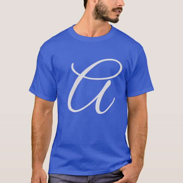 Monogram Lägg till ditt namn - första blått T Shirt (Framsida)