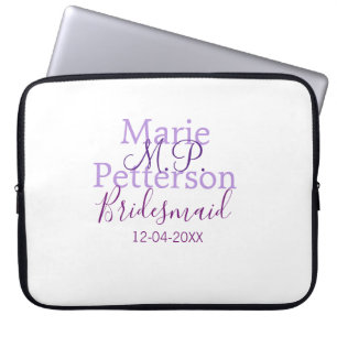 Monogram lägg till namn bokstav brudtärna bröllop laptop fodral