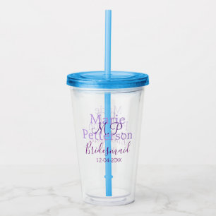 Monogram lägg till namn bokstav brudtärna bröllop take away mugg