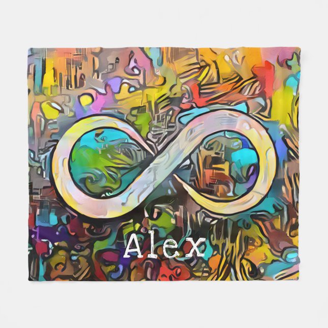 Monogram | Lägg till Namn | Oändlighetssymbol Fleecefilt (Framsidan (Horisontell))