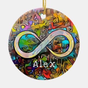 Monogram Lägg till Namn Oändlighetssymbol Julgransprydnad Keramik