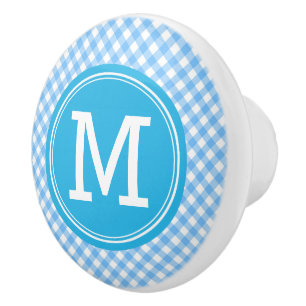 Monogram Land Chic Baby blue Gingham Knopp