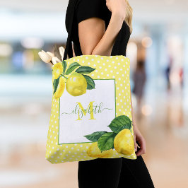 Monogram, land citron, vattenfärgspolka punkt tygkasse
