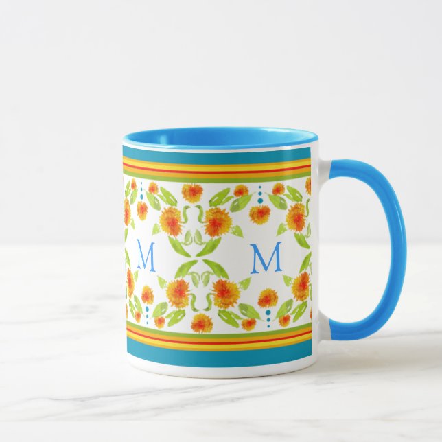 Monogram Land Orange Marigolds Gräns Mugg (Höger)