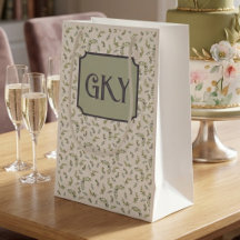 Monogram Landlig Chic Vattenfärg Oliv Mönster