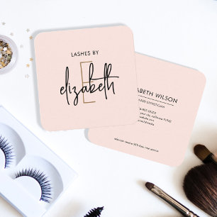 Monogram Lash Esthetician Beauty Rosa Fyrkantigt Visitkort