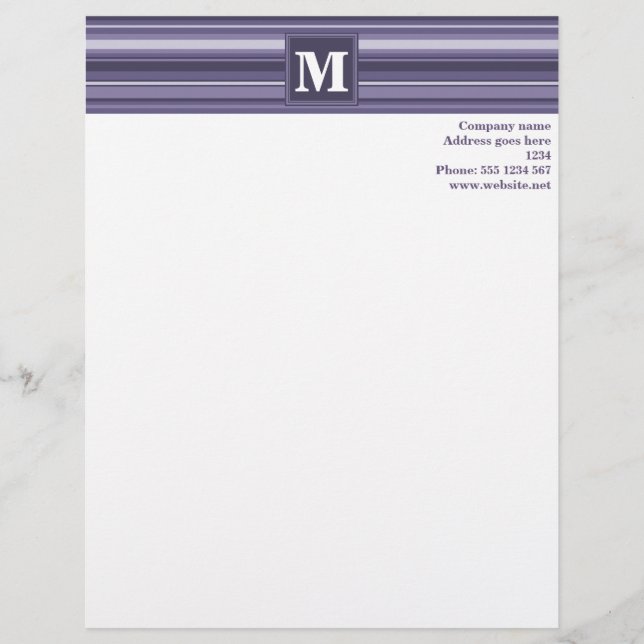 Monogram läsk lila rand brevhuvud (Framsida)
