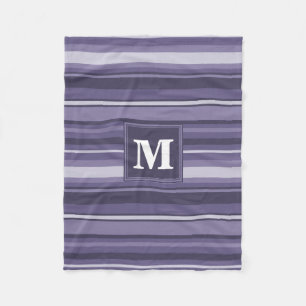 Monogram läsk lila rand fleecefilt