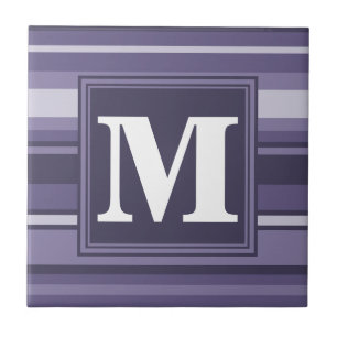 Monogram läsk lila rand kakelplatta