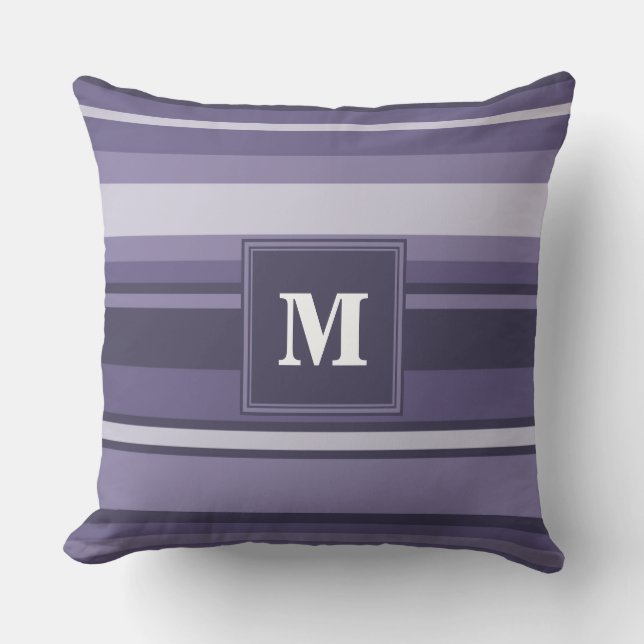 Monogram läsk lila rand kudde (Framsida)