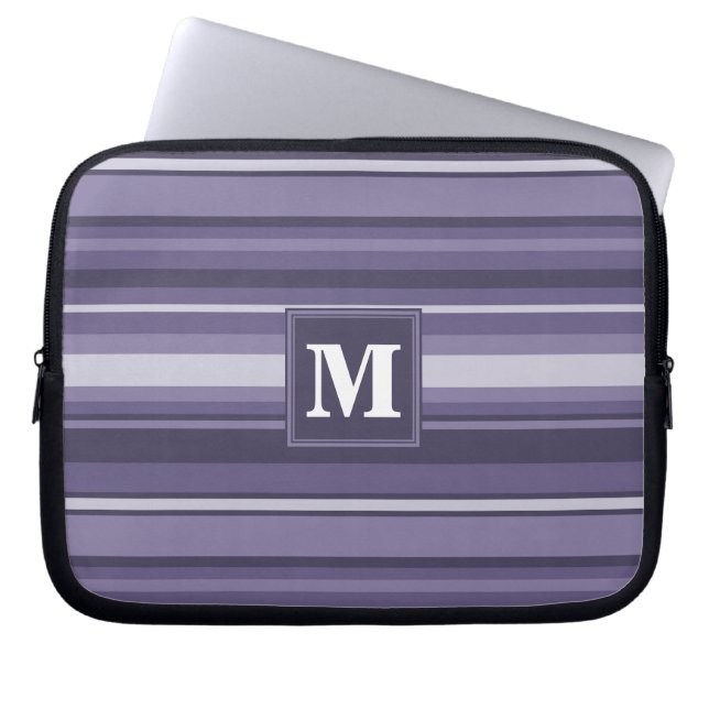 Monogram läsk lila rand laptop fodral (Framsidan)