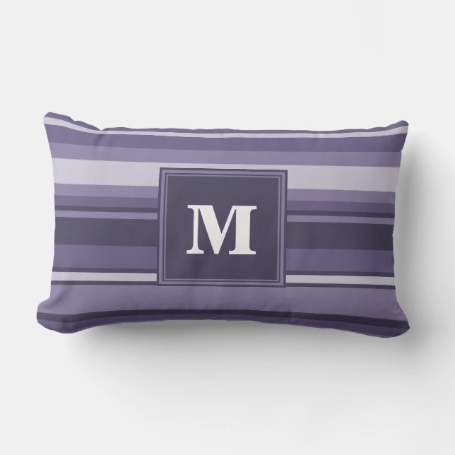 Monogram läsk lila rand lumbarkudde (Framsida)