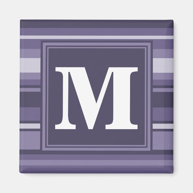 Monogram läsk lila rand magnet (Framsidan)