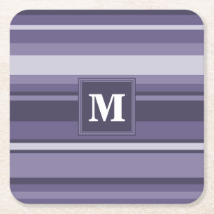 Monogram läsk lila rand underlägg papper kvadrat