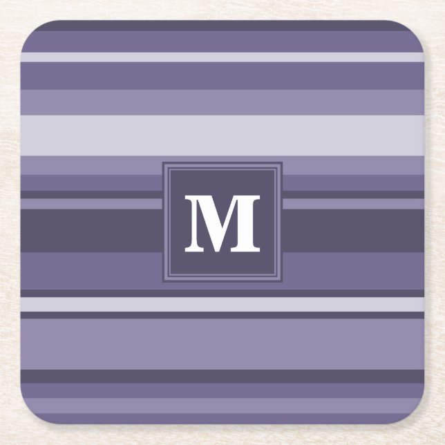 Monogram läsk lila rand underlägg papper kvadrat (Framsidan)