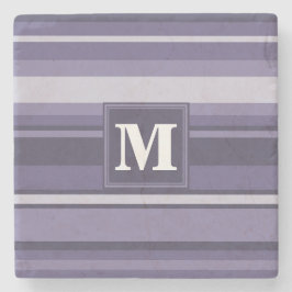 Monogram läsk lila rand underlägg sten