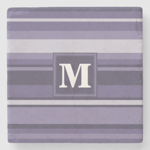 Monogram läsk lila rand underlägg sten