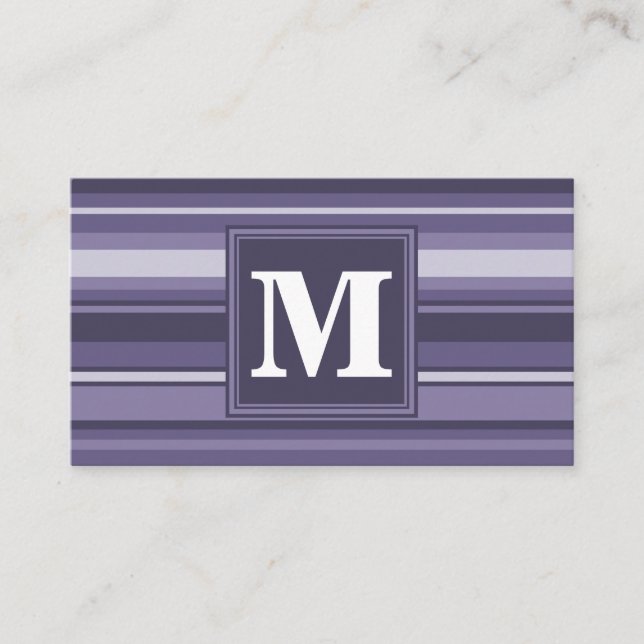 Monogram läsk lila rand visitkort (Framsida)