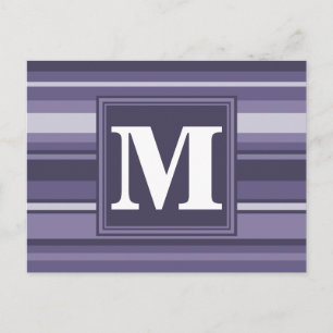 Monogram läsk lila rand vykort