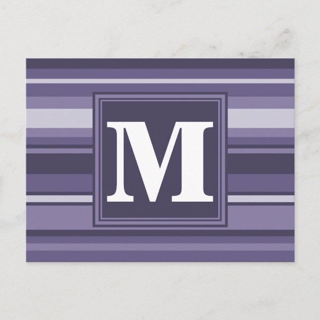 Monogram läsk lila rand vykort (Framsida)