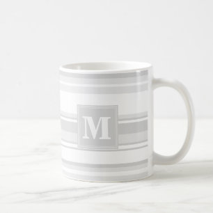 Monogram lätt grått rand kaffemugg