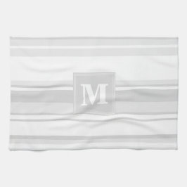 Monogram lätt grått rand kökshandduk