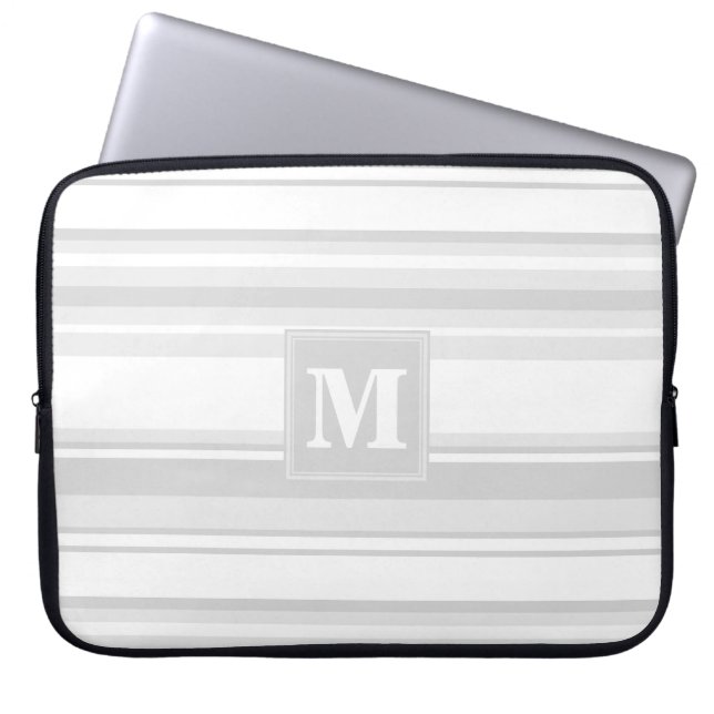 Monogram lätt grått rand laptop sleeve (Framsidan)