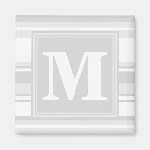 Monogram lätt grått rand magnet