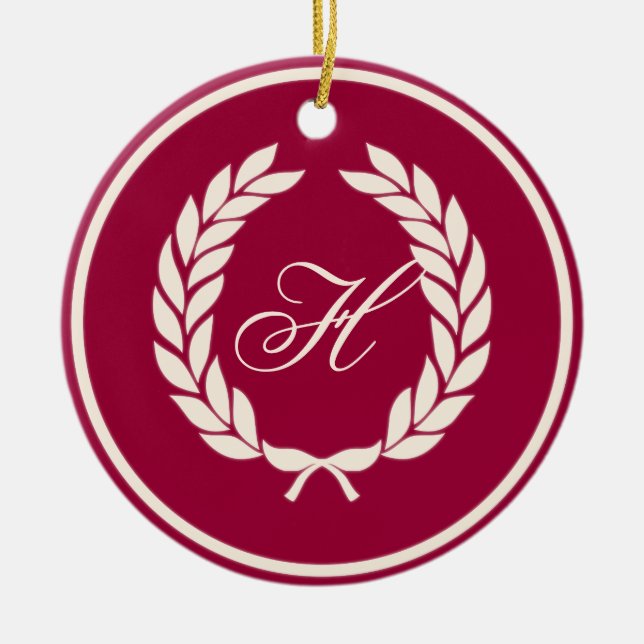 Monogram Laurel Löv Wandeans Julgransprydnad Keramik (Framsidan)