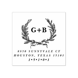 Monogram Laurel Wandan Returadress Frimärke Stämpel