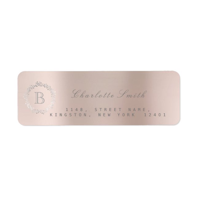Monogram Laurel Wandeand Silver  Returadress Etikett (Framsidan)