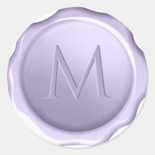 Monogram Lavendel Vaxsigill Präglad Initial Lila Runt Klistermärke